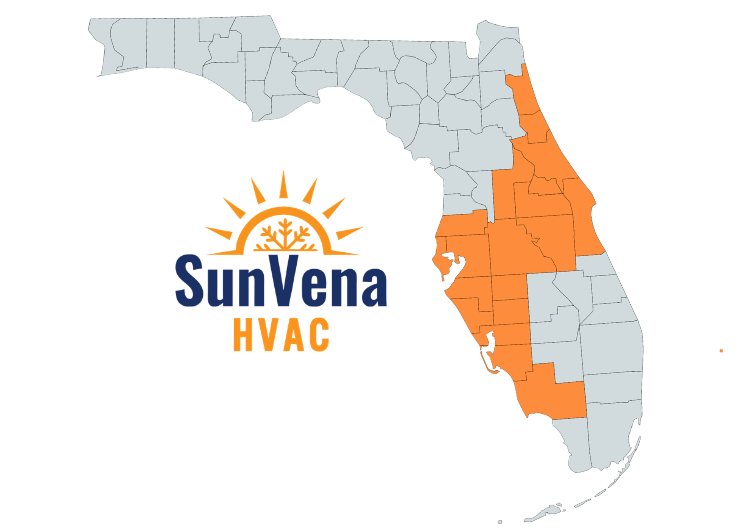 Map of Florida showing the SunVena HVAC service area